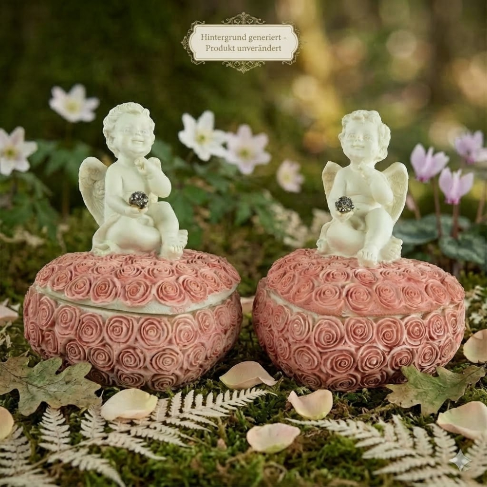 Lieblicher Engel Herzdose 2er Set ca. 13 cm - Dekoration